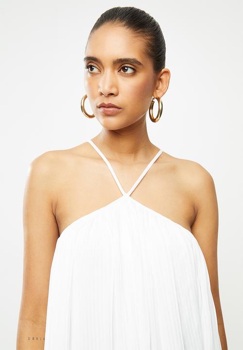 Blake - Chiffon trapeze pleated mini dress - white