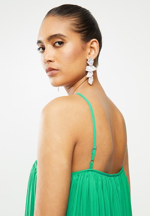 Blake - Chiffon trapeze pleated mini dress - green