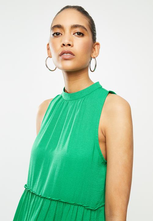 Blake - Tiered turtleneck mini dress - green