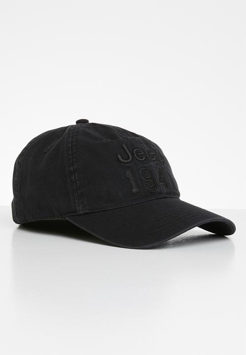 JEEP - Basic washed canvas cap - black
