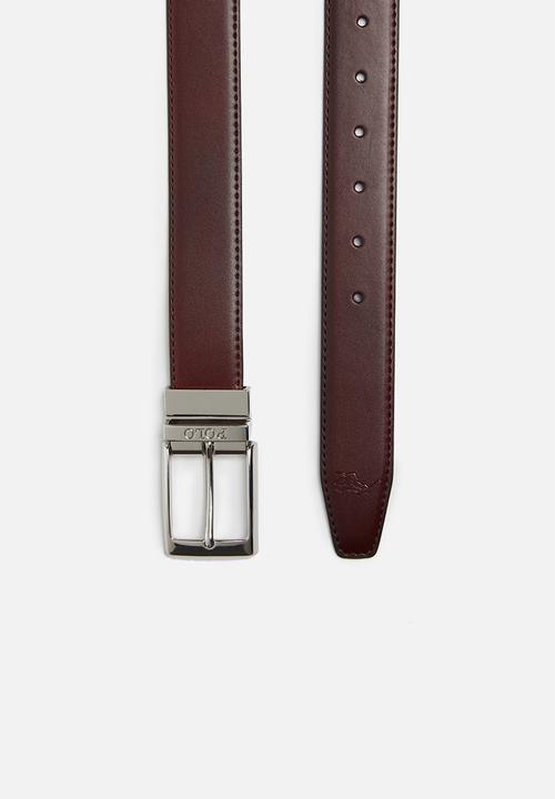 POLO - Lancaster leather reversible belt - tan & oxblood