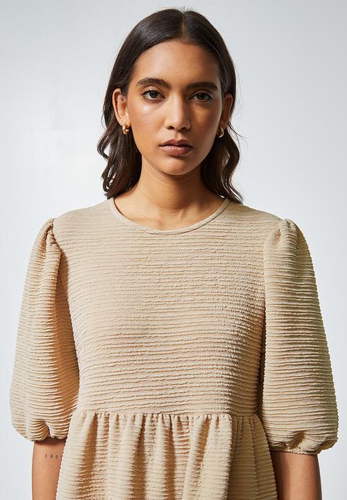 Superbalist - Textured fabric tiered dress - stone