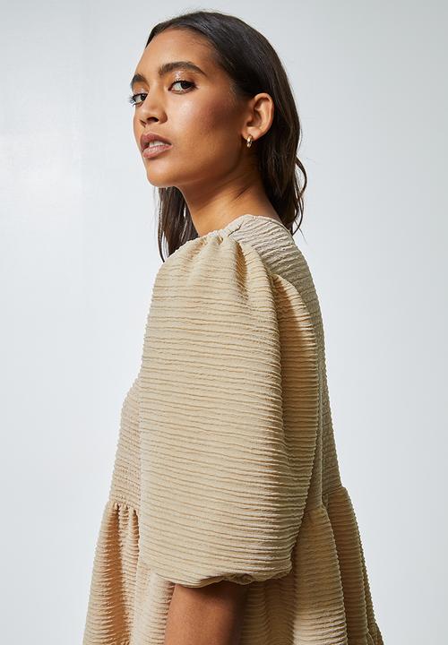 Superbalist - Textured fabric tiered dress - stone
