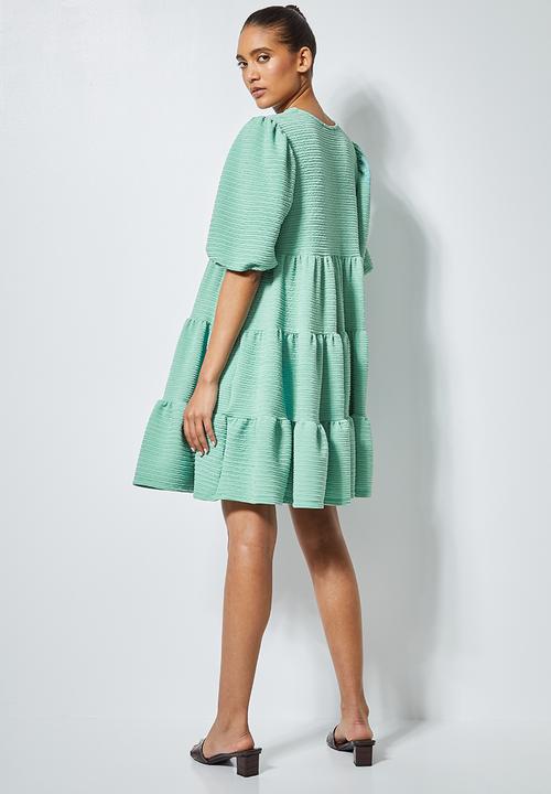 Superbalist - Textured fabric tiered dress - mint