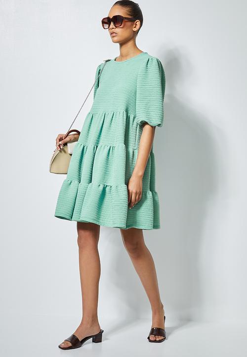 Superbalist - Textured fabric tiered dress - mint