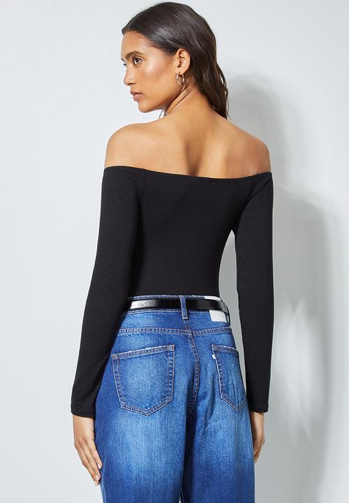 Superbalist - Bardot neckline bodysuit  - black