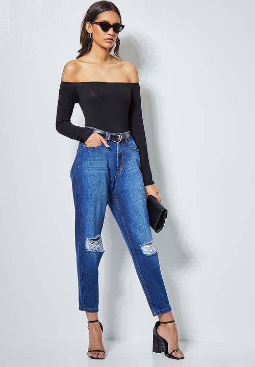Superbalist - Bardot neckline bodysuit  - black