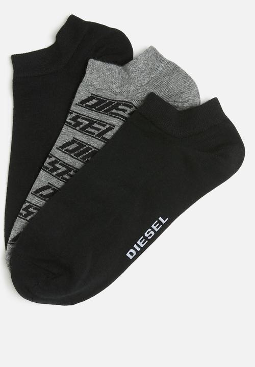 Diesel  - Gost 3 pack invisible socks - black & grey 