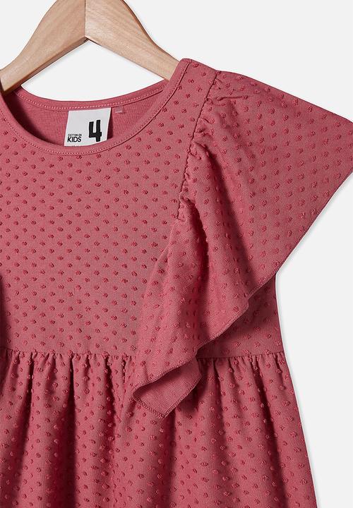 Cotton On - Francis short sleeve frill top - berry