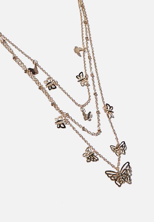 Rubi - Luxe layers layered butterfly necklace - gold