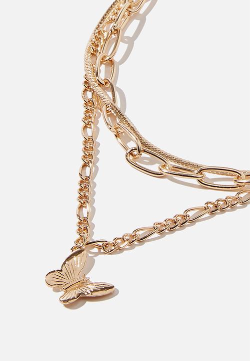 Rubi - Luxe layers links layered butterfly necklace - gold
