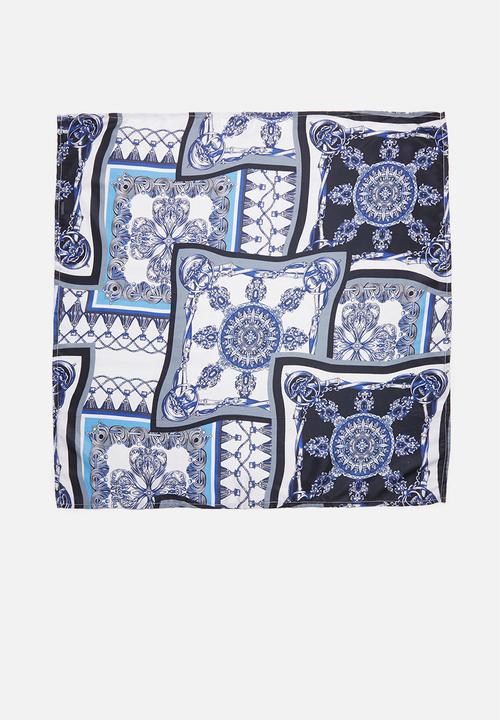 Superbalist - Vintage print neckerchief - blue & black