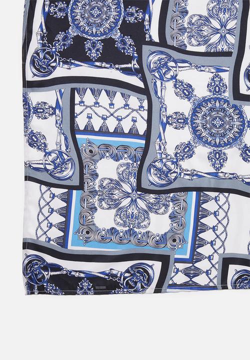 Superbalist - Vintage print neckerchief - blue & black