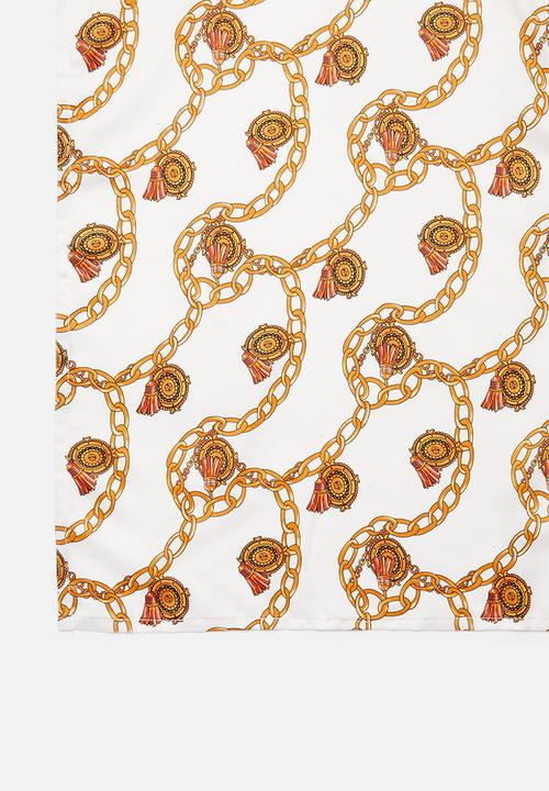 Superbalist - Retro chain print neckerchief - gold & white