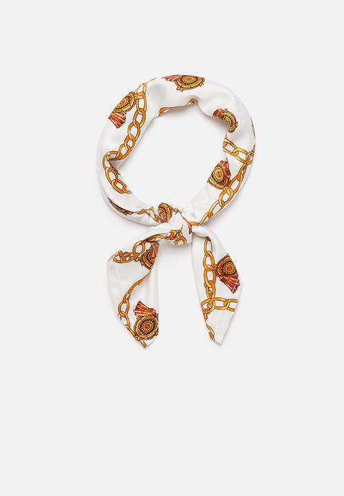 Superbalist - Retro chain print neckerchief - gold & white