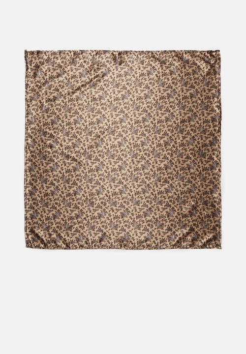 Superbalist - Square vintage print scarf-black & stone