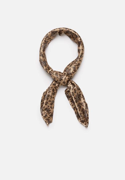 Superbalist - Square vintage print scarf-black & stone