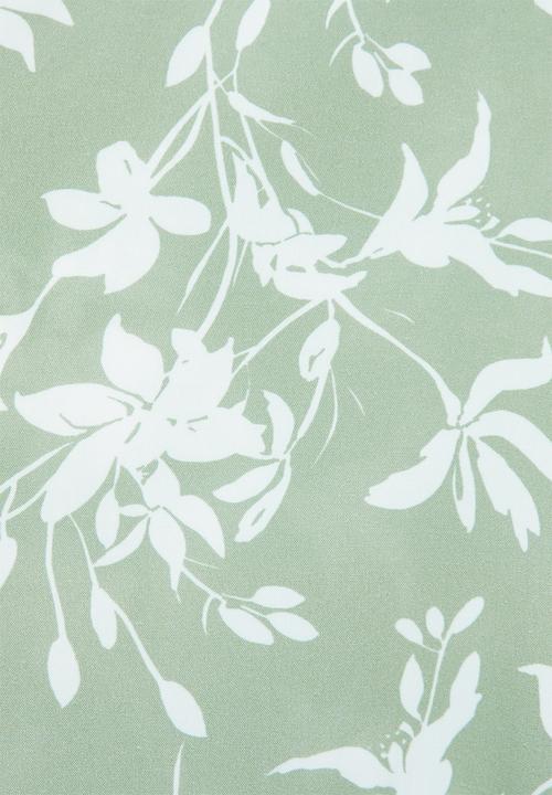 edit - Sleeveless mandarin short dress - sage & white