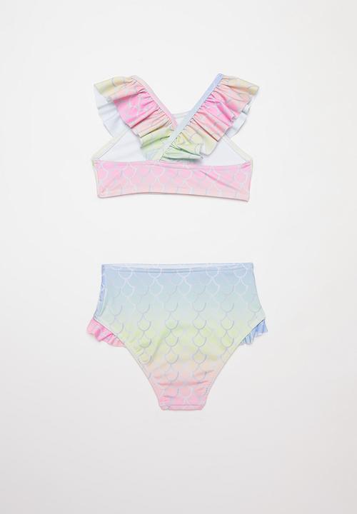 Pop Candy - Ombre mermaid print frill swimsuit - multi