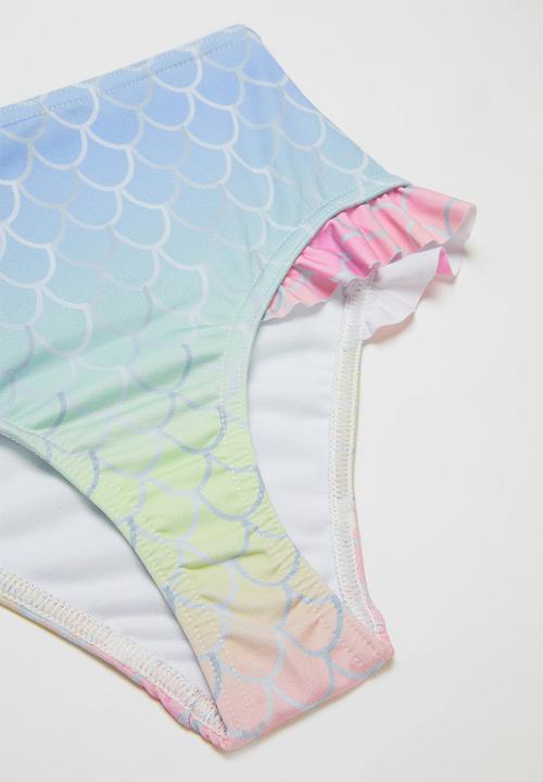 Pop Candy - Ombre mermaid print frill swimsuit - multi
