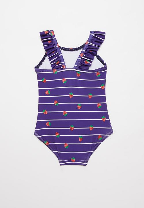 Pop Candy - Strawberry stripe one piece swimsuit - navy