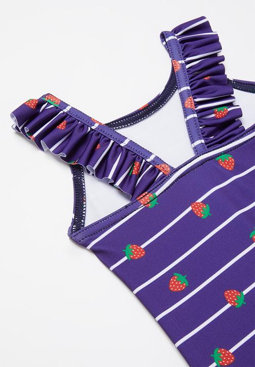 Pop Candy - Strawberry stripe one piece swimsuit - navy