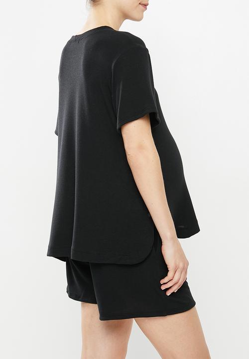 Superbalist - Maternity side popper tee - black