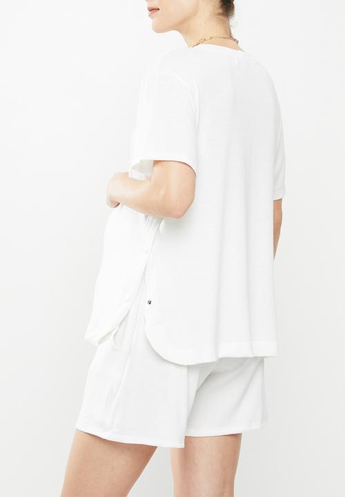 Superbalist - Maternity side popper tee - white 