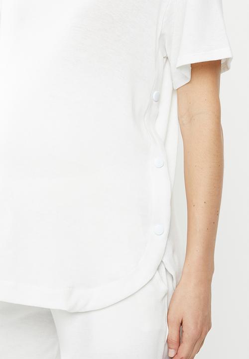 Superbalist - Maternity side popper tee - white 