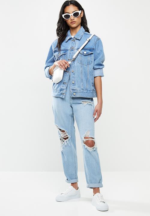 Missguided - Petite oversized denim jacket - blue