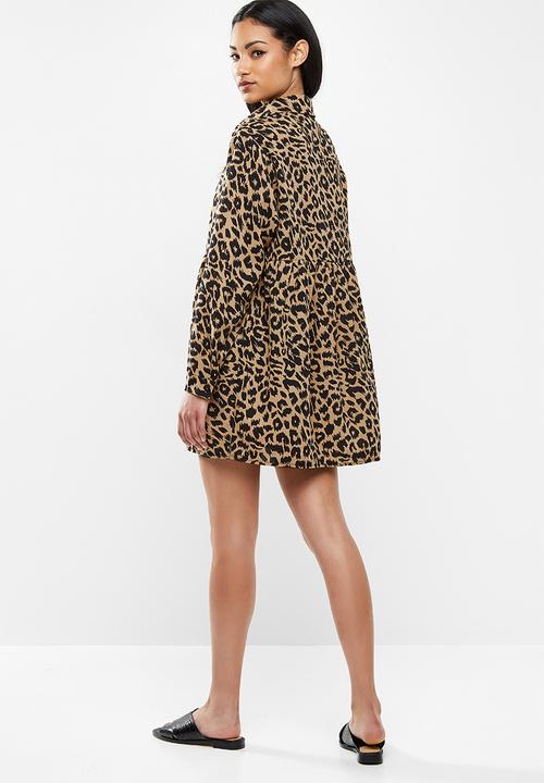 Missguided - Petite leopard print smock dress - brown