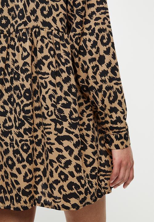 Missguided - Petite leopard print smock dress - brown