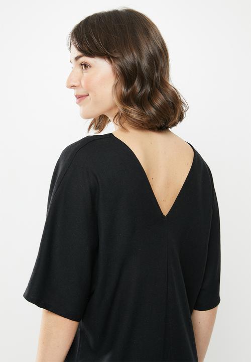 edit - Linen loose fit tunic midi - black