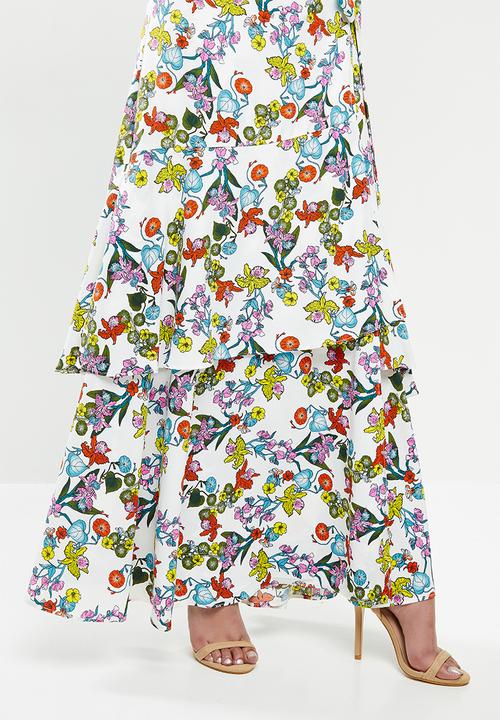 Glamorous - Petite Tiered floral wrap maxi dress - multi