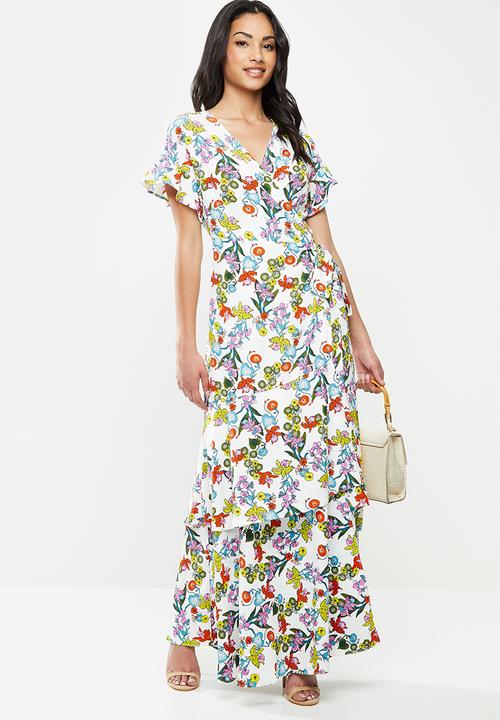 Glamorous - Petite Tiered floral wrap maxi dress - multi