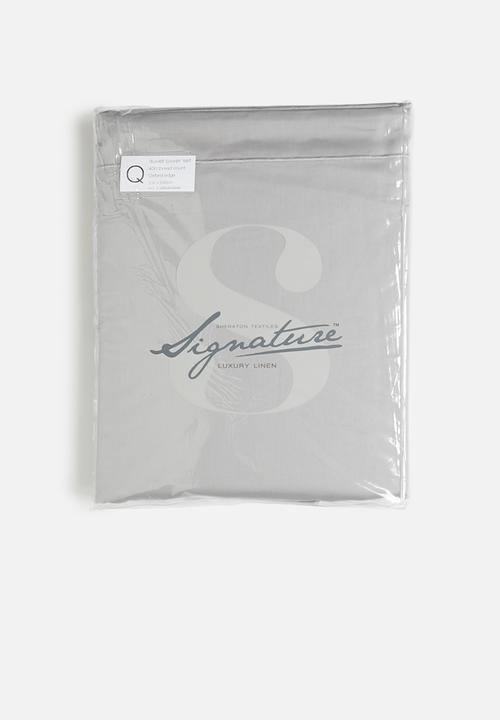 Sheraton Textiles - 400tc egyptian cotton oxford satin st duvet cover set - grey