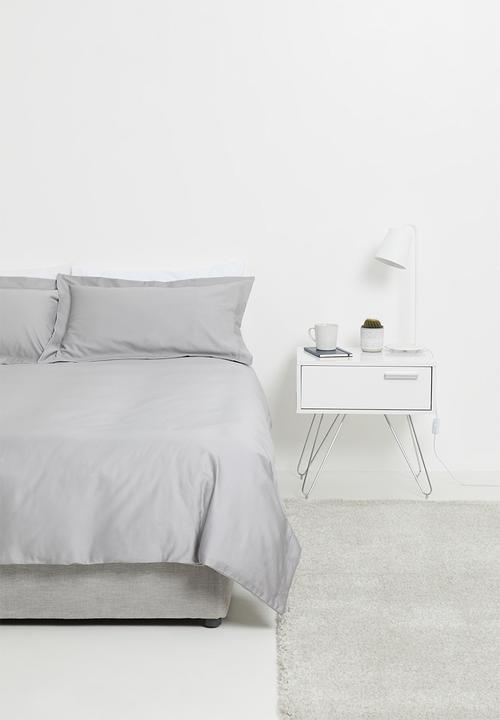 Sheraton Textiles - 400tc egyptian cotton oxford satin st duvet cover set - grey