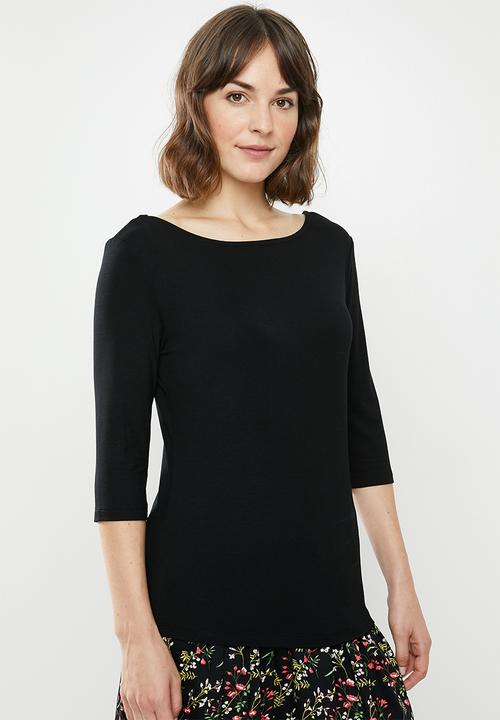 edit - Slashneck scoop back tee - black