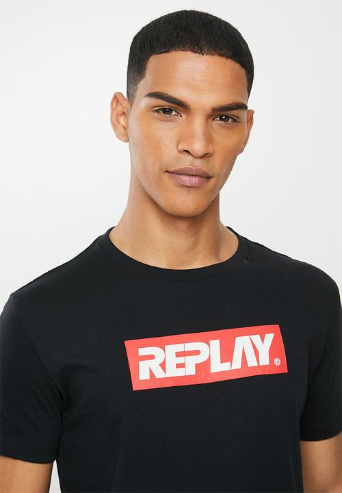 Replay - Black center label tee  - black