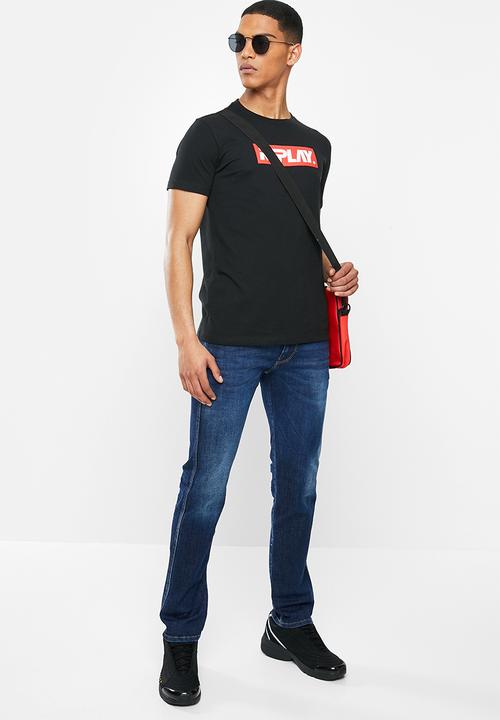 Replay - Black center label tee  - black