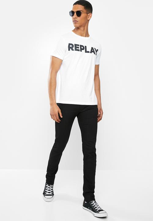 Replay - White log tee - white