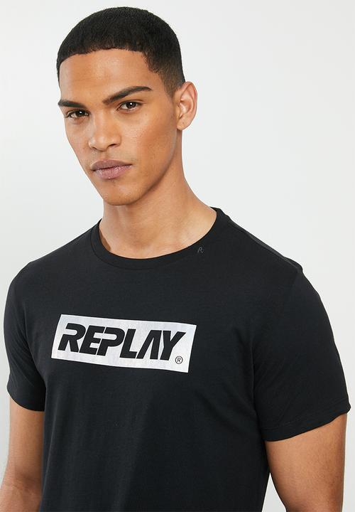 Replay - Black foil printed tee - black