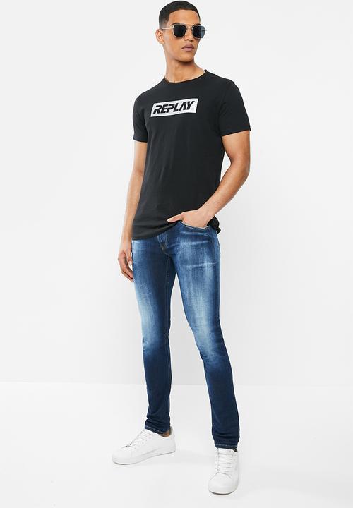 Replay - Black foil printed tee - black