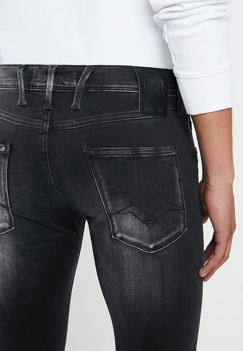Replay - Skinny hyperflex black washed denim  - black
