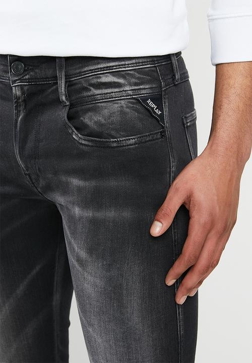 Replay - Skinny hyperflex black washed denim  - black