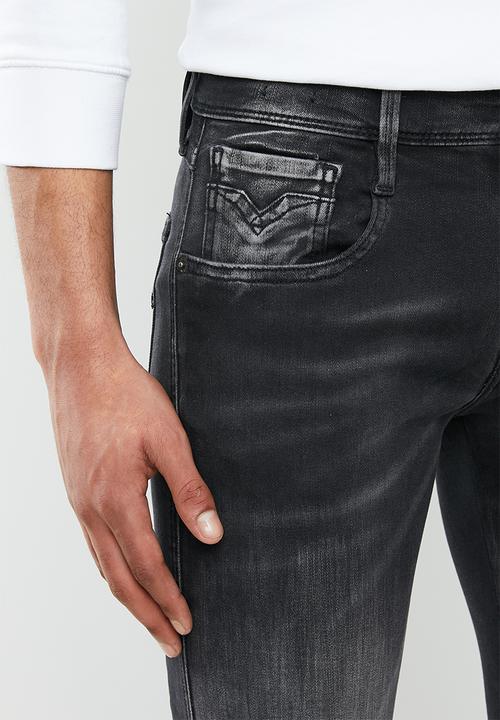 Replay - Skinny hyperflex black washed denim  - black