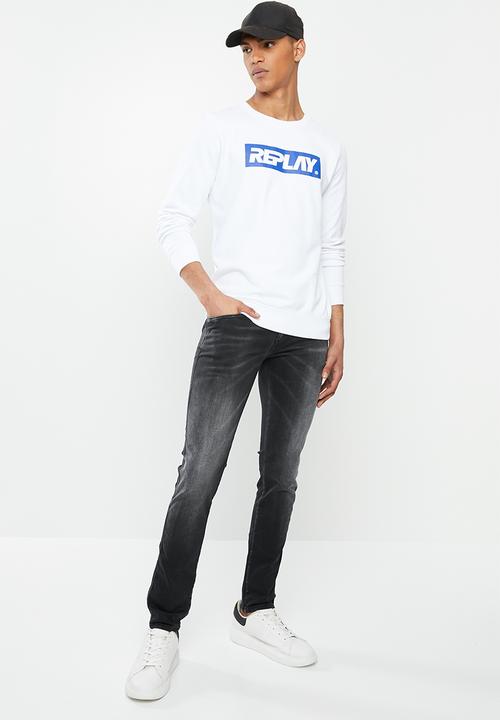 Replay - Skinny hyperflex black washed denim  - black
