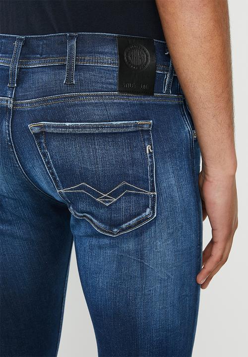 Replay - Skinny hyperflex dark wash denim  - dark blue