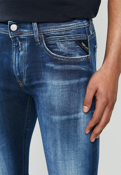Replay - Skinny hyperflex dark wash denim  - dark blue