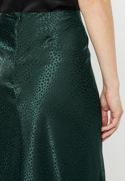 MILLA - Satin draped skirt - green